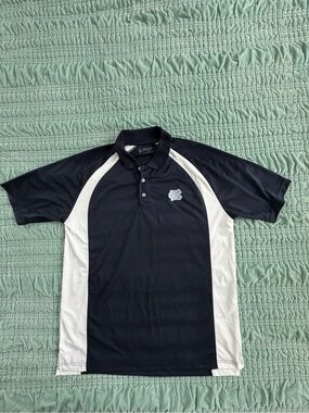 Men's Navy Blue and White Polo Shirt with Embroidered Logo